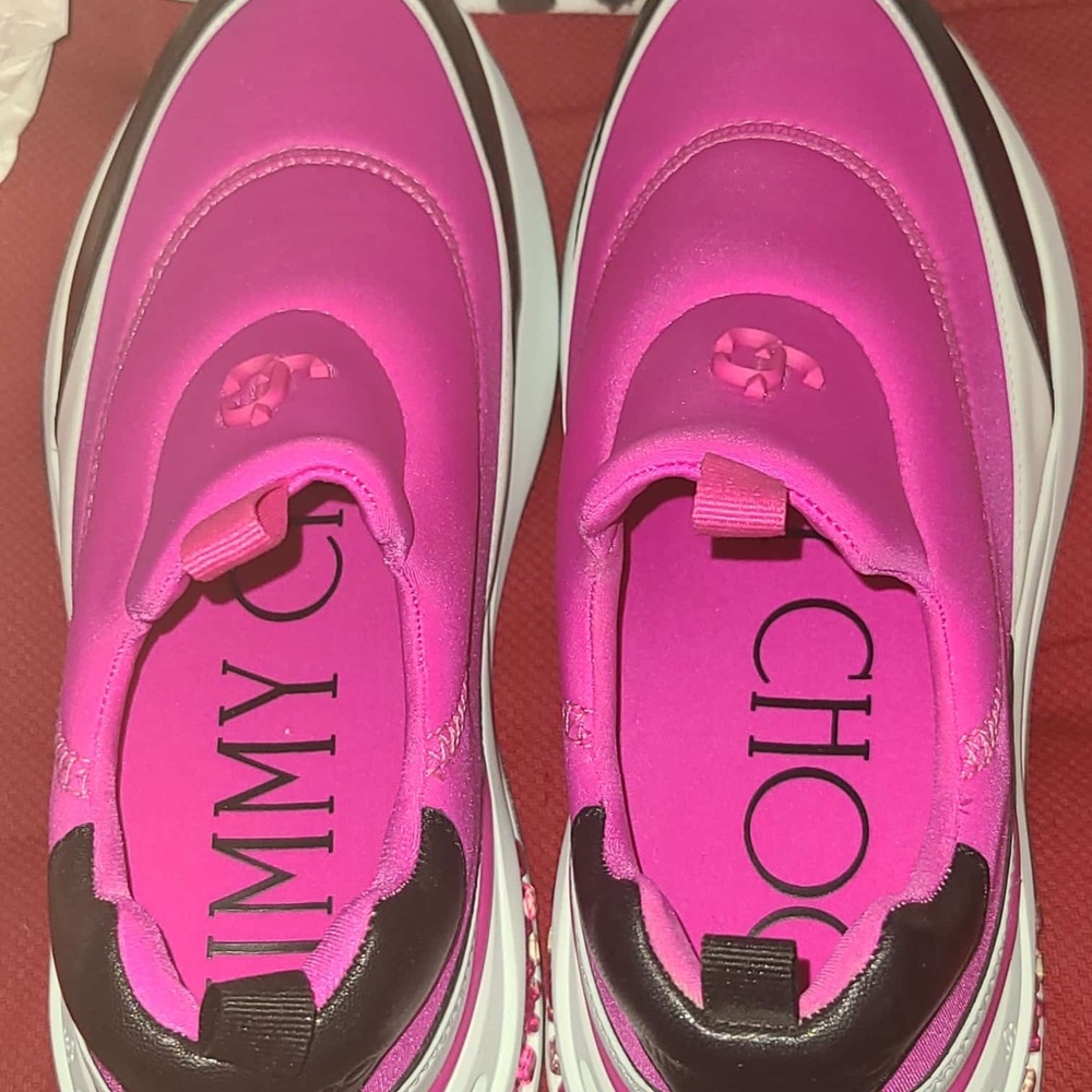 Jimmy Choo Black and Pink Sole Sneakers